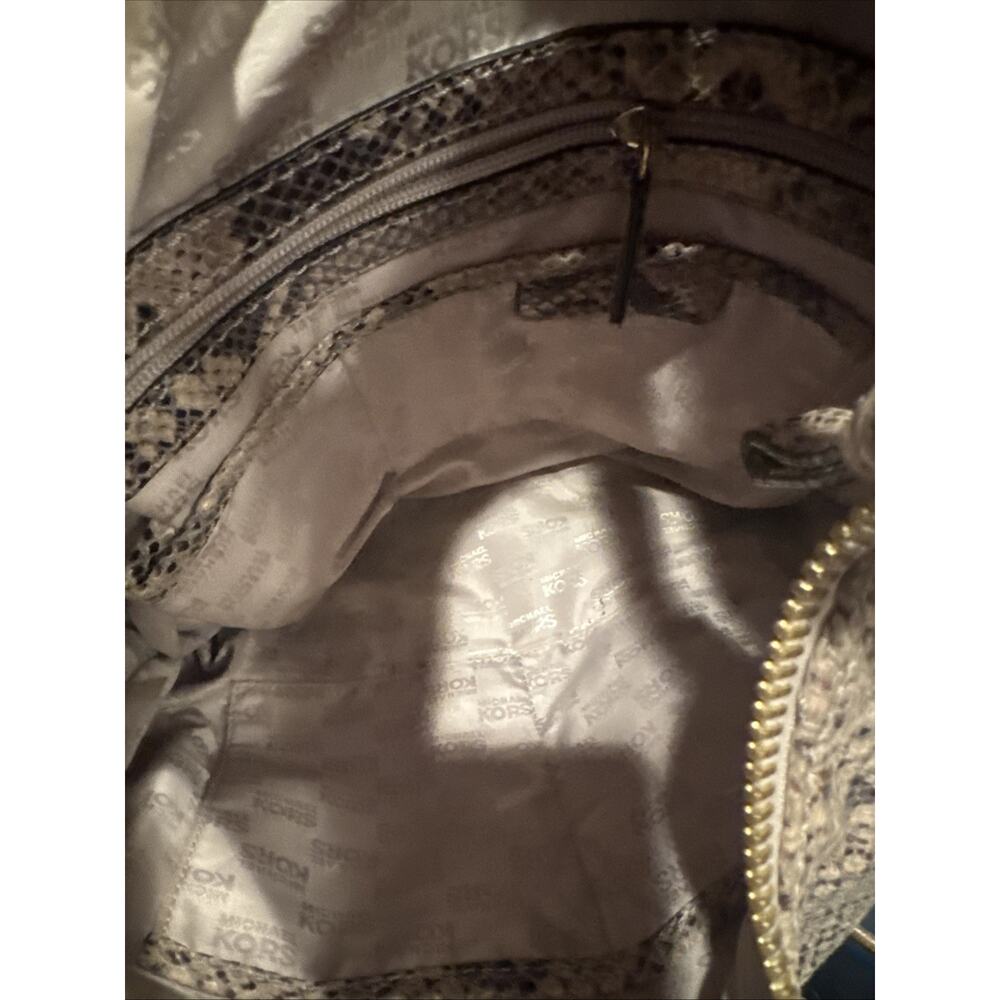 Michael Kors Women's Large Tan Leather Snakeskin Hobo Bag - Picture 2 of 12
